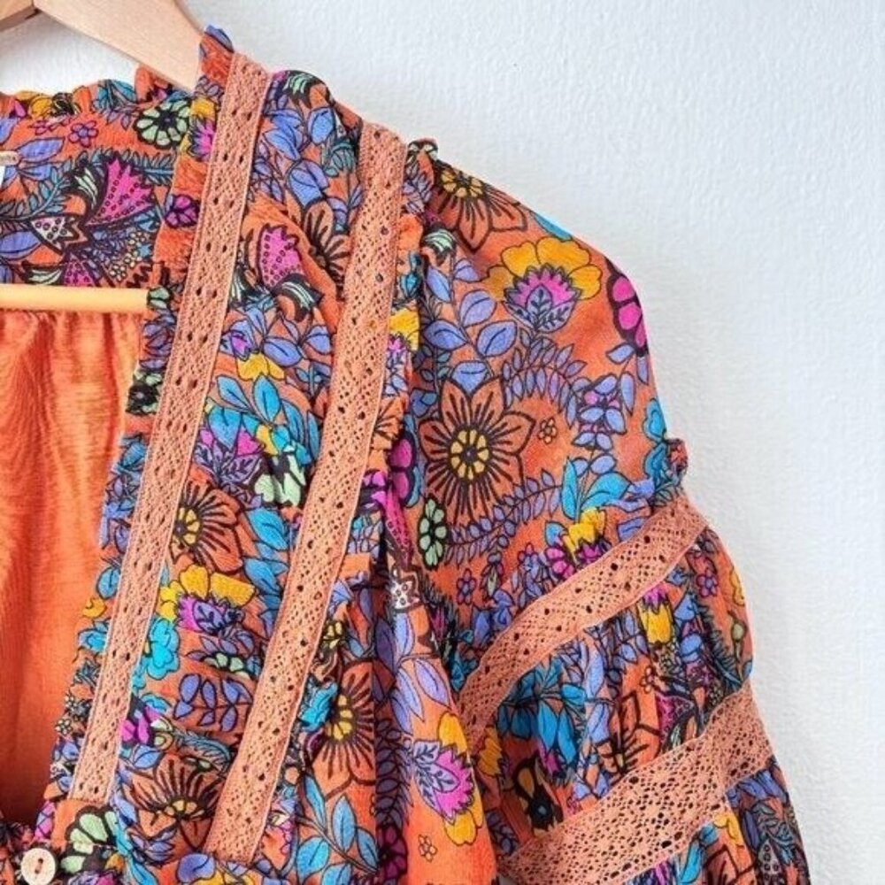 Free People Cassis Printed Pleated Chiffon Maxi Dress - Picture 7 of 10